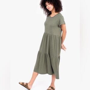 BRAKEBURN Everly woman green tiered Cottagecore casual midi length dress 16